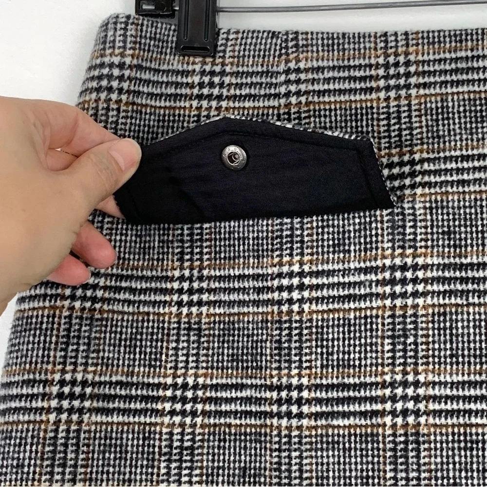 Plaid miniskirt Molly Bracken Lili Sidonio retro black white & brown size large